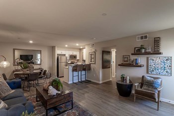 living and kitchen l Las Casitas Apartments in Hisperia Ca